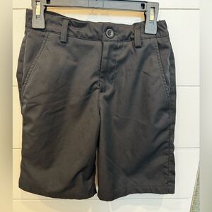 Under Armour Black Athletic Shorts with Gray Waistband Detail
